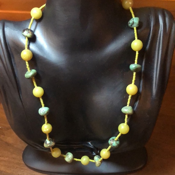 Hand Crafted Serpentine & Turquoise Beaded Necklace - Picture 1 of 4